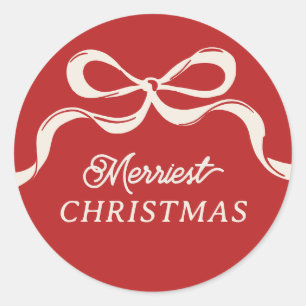Moderne rode retro trendy kerstbogen vakantie ronde sticker