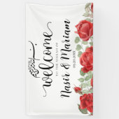 Moderne Rode Roos Islamitische Moslim Nikkah Banne Spandoek (Verticaal)