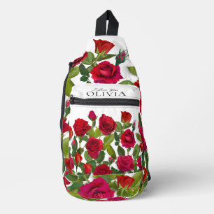 Moderne Rode Roos Minimalistische Naam Ik Hou Van Sling Bag