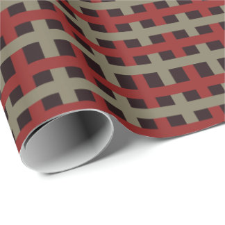 Moderne Rode Salie Zwarte Kerst Plaid Cadeaupapier