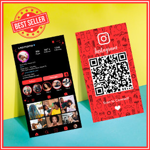 Moderne Rode Salon Instagram Social Media QR-code Visitekaartje