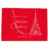 Moderne rode Schattigee vrolijke kerstboom Groot Cadeauzakje (Achterkant)