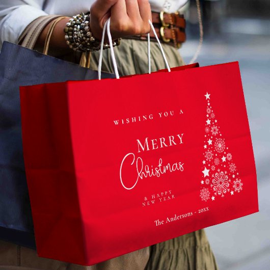 Moderne rode Schattigee vrolijke kerstboom Groot Cadeauzakje