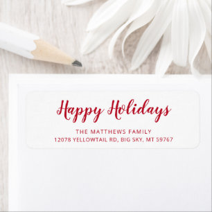 Moderne Rode Script Kerst Retouradres Etiket