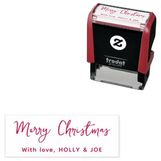 Moderne Rode Script Prettig Kerst Naam Zelfinktende Stempel (In situ)