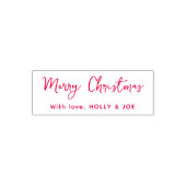Moderne Rode Script Prettig Kerst Naam Zelfinktende Stempel (Design)
