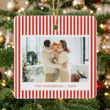 Moderne Rode Strepen Aangepaste Foto Kerstmis