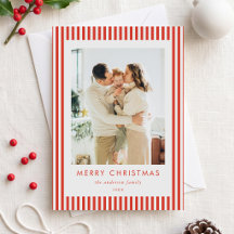 Moderne Rode Strepen Kerst Familie Foto