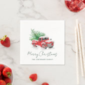 Moderne Rode Truck Kerstfeest Papier Servet (Insitu)