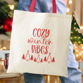 Moderne rode typografie Gezellige wintervibes Tote Bag