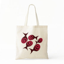 Moderne Rode Vis Patroon Canvas Tassen Tas
