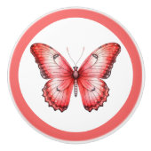 Moderne rode vlinder meisje lade knop (Voorkant)