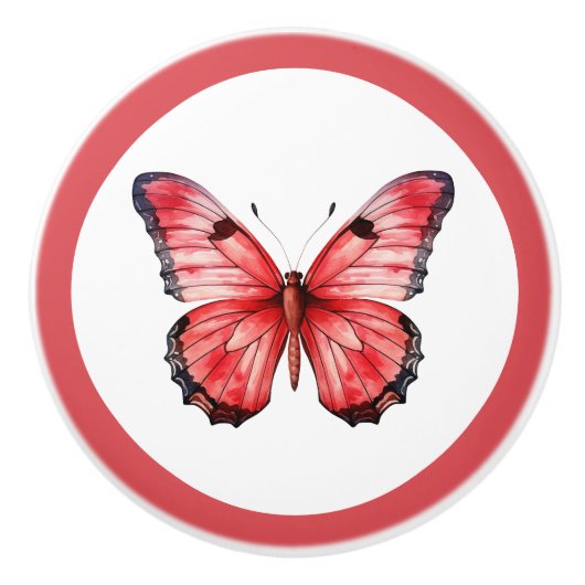 Moderne rode vlinder meisje lade knop (Voorkant)