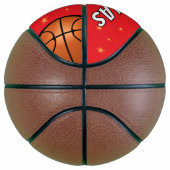 Moderne rode vrolijke kerststerren Keepsake Basketbal (Rechts)