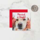 Moderne rode, witte, aangepaste fototekstdatum Ker Notitiekaartje (Voorkant / Achterkant in situ)