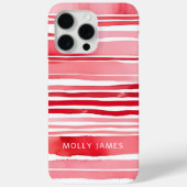 Moderne rode witte strepen Gepersonaliseerde naam Case-Mate iPhone Case (Achterkant)