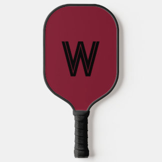 Moderne rode & zwarte monogram initiaal pickleball paddle