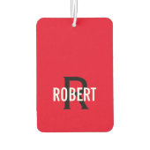 Moderne rode zwarte monogram luchtverfrisser (Achterkant)