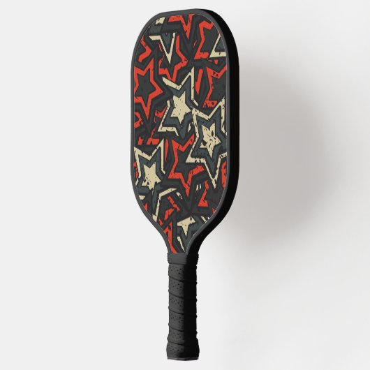 Moderne rode zwarte sterren - Cool Grunge Pattern Pickleball Paddle (Links)