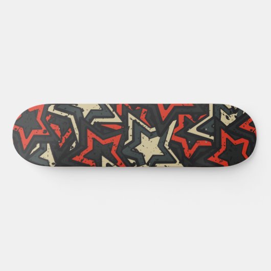 Moderne rode zwarte sterren - Cool Grunge Pattern Skateboard (Horizontaal)