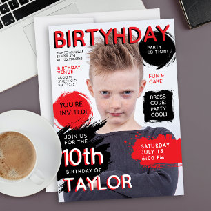 Moderne Rode Zwarte Tijdschrift Cover Modekrant Kaart