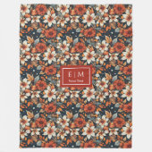 Moderne roestige bloemdeken met aangepaste naam fleece deken (Voorkant)