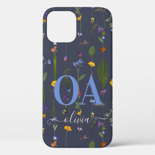 Moderne roestkleurige initiaal marineblauw Case-Mate iPhone case (Achterkant)