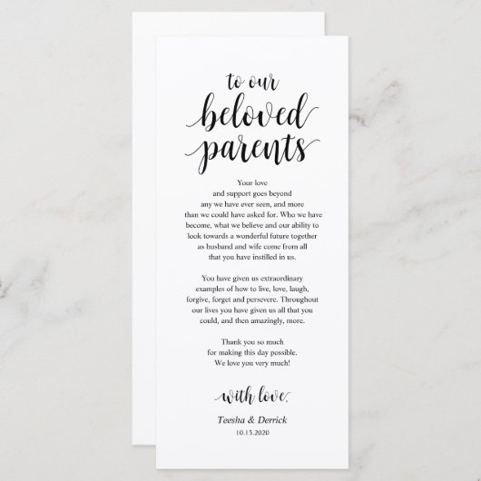 Moderne, roestvrije, zwarte plaatsbepalende Dank u Programma (Voorkant / Achterkant)