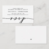 Moderne Romance, zwart script, bruiloft RSVP Informatiekaartje (Voorkant / Achterkant)