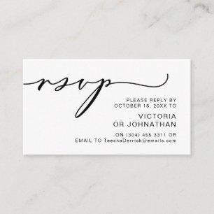 Moderne Romance, zwart script, bruiloft RSVP Informatiekaartje