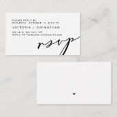 Moderne Romance, zwart script, bruiloft RSVP Informatiekaartje (Voorkant / Achterkant)