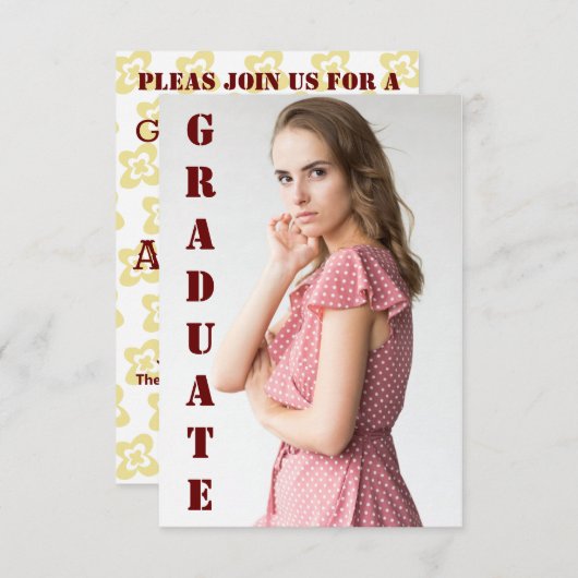 Moderne  romantische afstuderen floral 1960  RSVP kaartje (Voorkant / Achterkant)