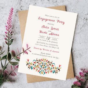 Moderne romantische elegante bloemen verlovingsfee kaart