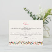 Moderne romantische elegante bloemenkrans bruiloft menu (Staand voorkant)