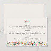 Moderne romantische elegante bloemenkrans bruiloft menu (Voorkant / Achterkant)