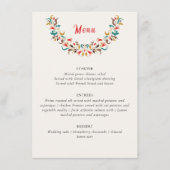 Moderne romantische elegante bloemenkrans bruiloft menu (Voorkant)