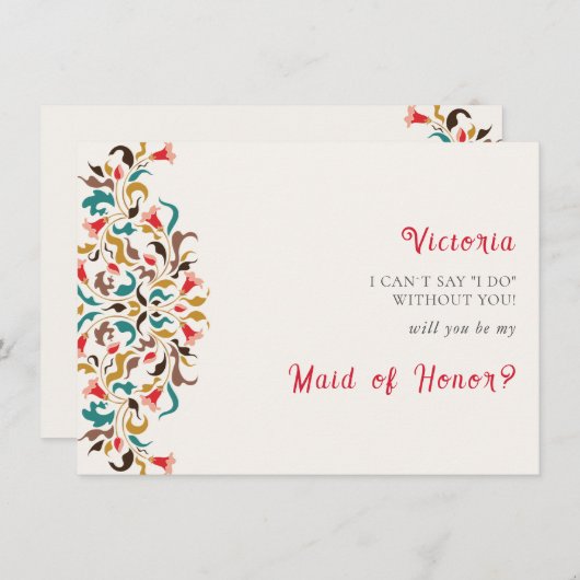 Moderne romantische elegante bloemenkrans bruiloft menu (Voorkant / Achterkant)