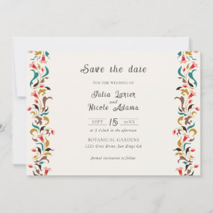 Moderne romantische elegante bloemenkrans bruiloft save the date