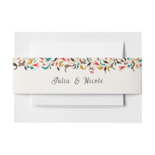 Moderne romantische elegante bloemenkrans bruiloft uitnodigingen wikkel