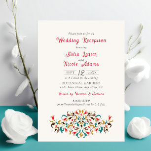 Moderne Romantische Elegante Bloemige Trouwrecepti Kaart