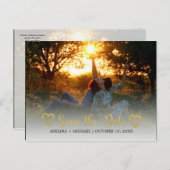 Moderne romantische gouden bruiloft met behoud van aankondigingskaart (Voorkant / Achterkant)