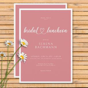 Moderne romantische minimale roze bruids lunch kaart