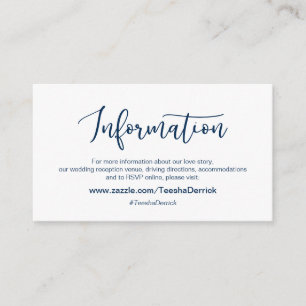 Moderne romantische Navy font, Wedding Details, RS Informatiekaartje