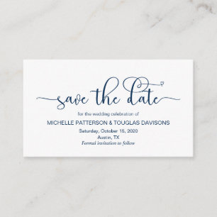 Moderne romantische Navy font, Wedding Save the da Informatiekaartje