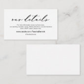 Moderne romantische, onze bruiloft met details informatiekaartje (Voorkant / Achterkant)