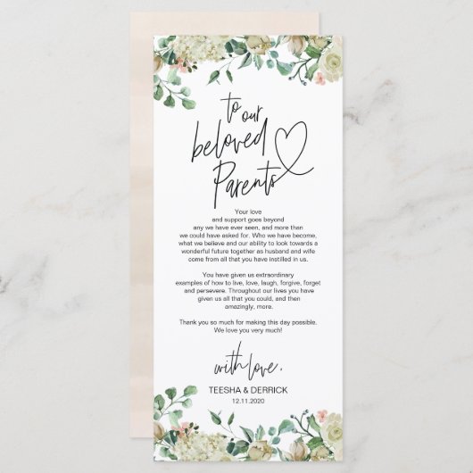 Moderne romantische plaatsinstelling Hartelijk kaa Programma (Voorkant / Achterkant)