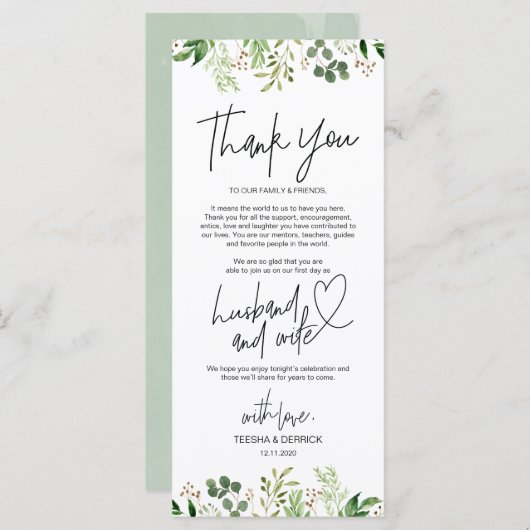 Moderne romantische plaatsinstelling Hartelijk kaa Programma (Voorkant / Achterkant)