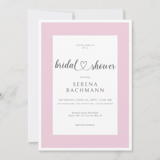 Moderne Romantische Roze & Witte Bruidsdouche Kaart (Voorkant)