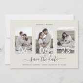 Moderne Romantische Script Photo Collage Save The Date (Voorkant)