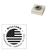 Moderne Ronde Amerikaanse Vlag - Aangepast retoura Rubberstempel (Gestempeld)